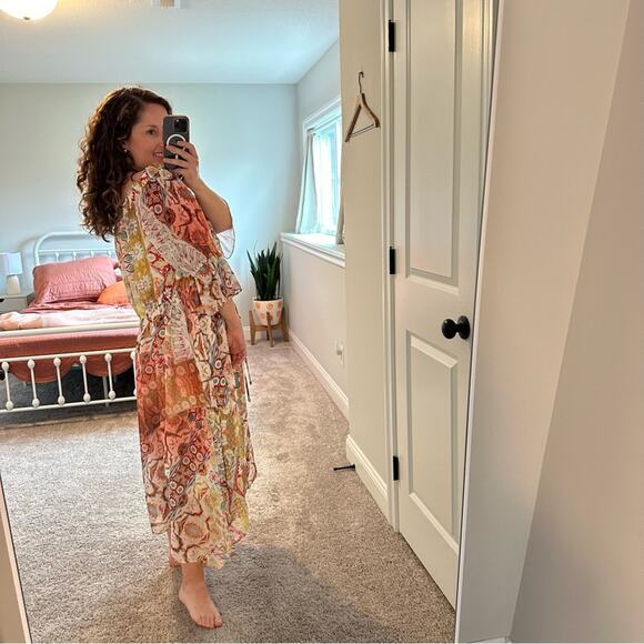 City Chic Red Yellow Floral Off shoulder Maxi Dress 20 - Picture 3 of 7